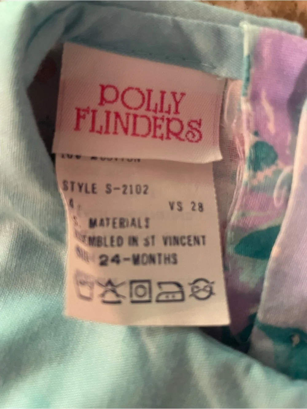 Vintage Polly Flinders Pastel Floral Smocked Baby Dress Size 24 Months